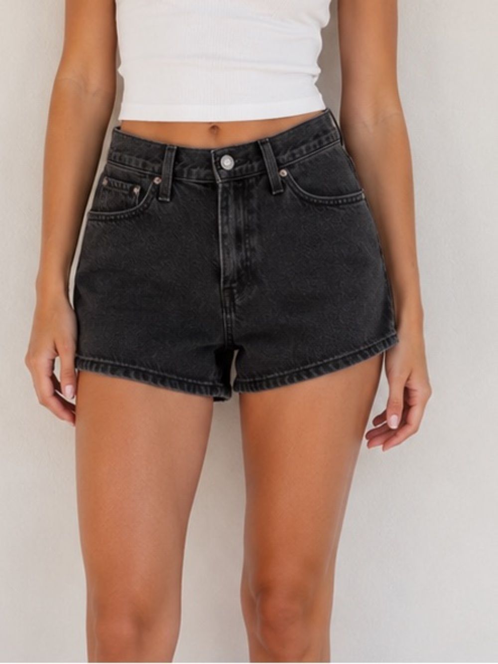 Levi’s Black 80s Mom High Rise Denim Shorts 25